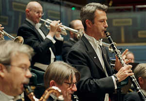 Man playing clarinet. From the concert.