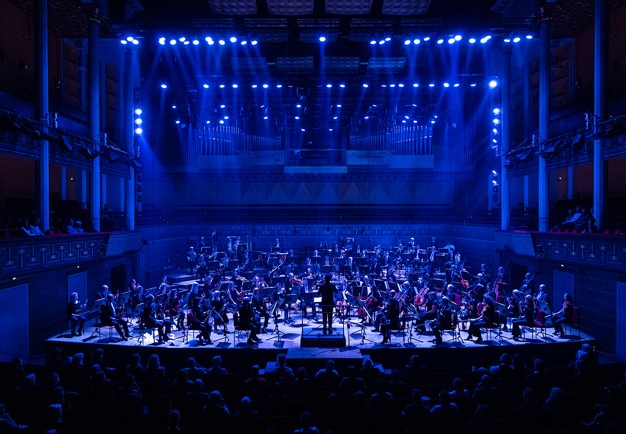 Orchestra playing. Photo.