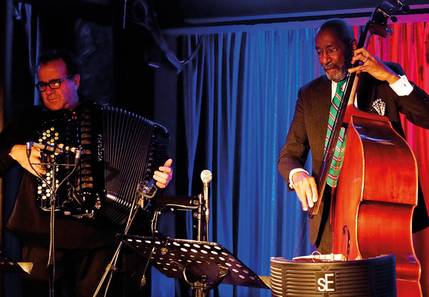 Two jazz musicians playing. From the concert.